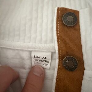 White and Brown Buttoned Garment